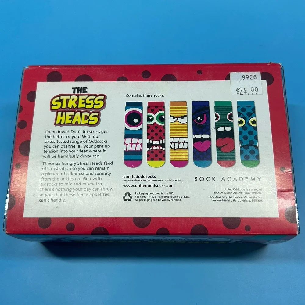 Stress Heads Socks Boxed Gift Set 3 Pair Novelty Funny Women's Crew 7-12 - Picture 4 of 6